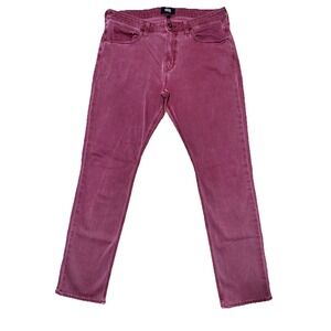 PAIGE Federal Slim Straight Pants Men 33 Sunset Wine Burgundy Made USA